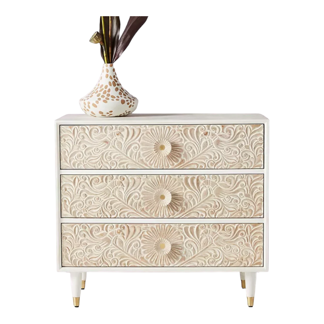 3 drawer chest white and gold for sale