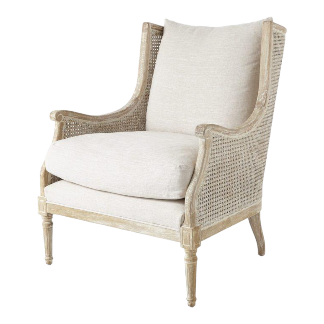 Pablo Rattan Arm Chair Washed White