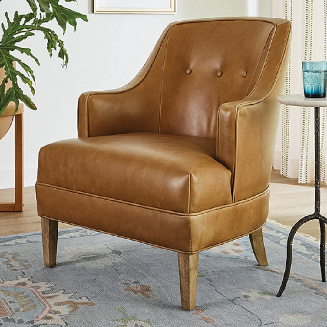 Leather Arm Chair Brown with arm rest and back supprt