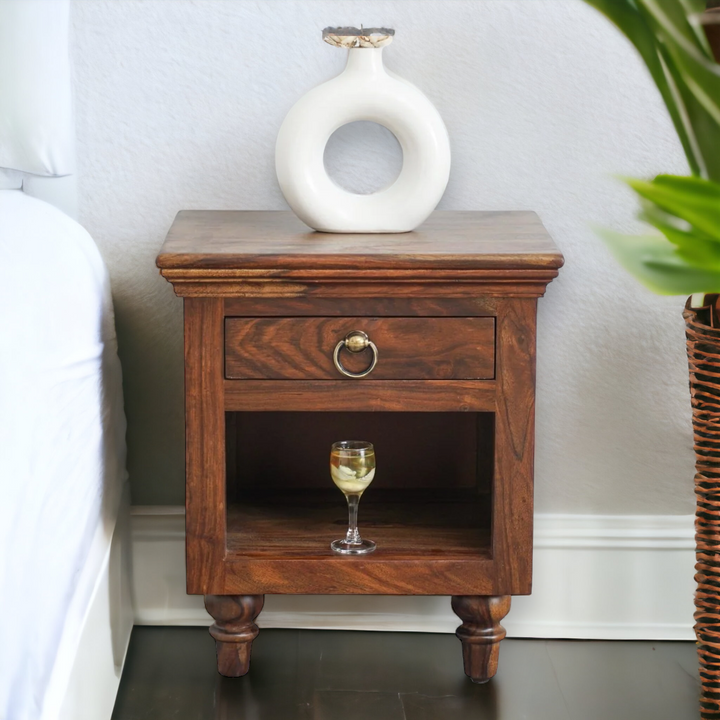 Classic Style Bedside Table Teak Finish High quality wood buy online