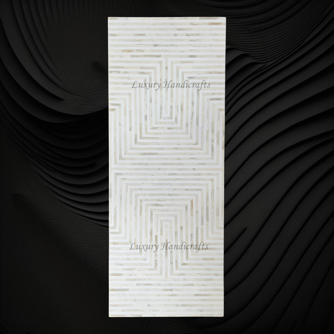 Stripe Bone Inlay Coffee Table White