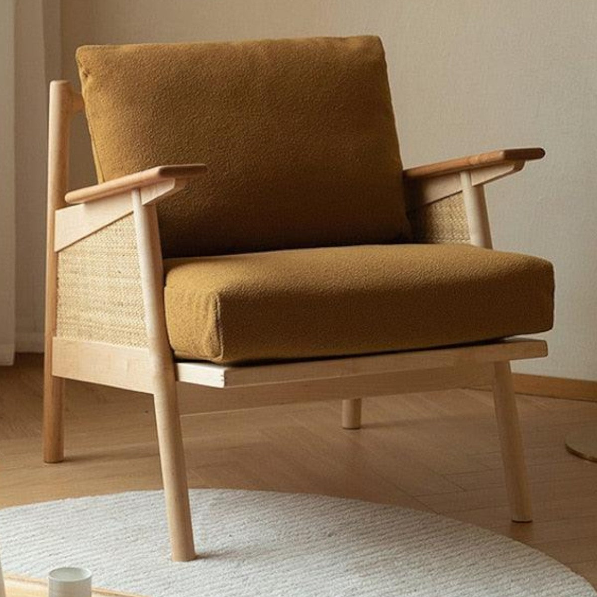 Zoe Solid Ash Wood & Rattan Arm Chair – Nismaaya Decor