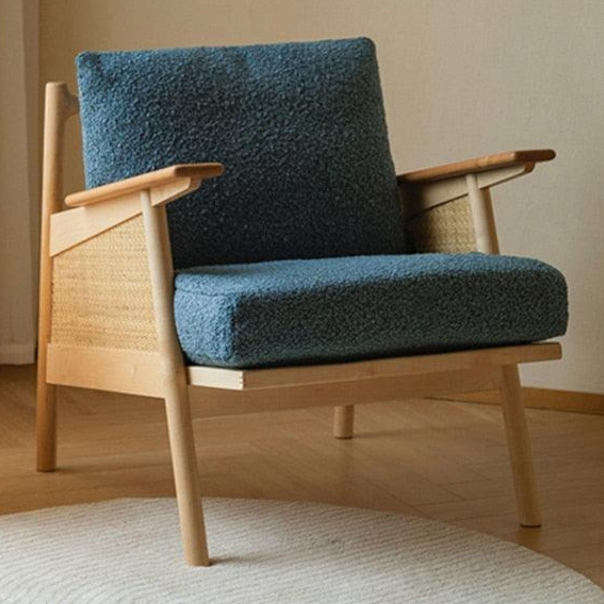 Zoe Solid Ash Wood & Rattan Arm Chair – Nismaaya Decor