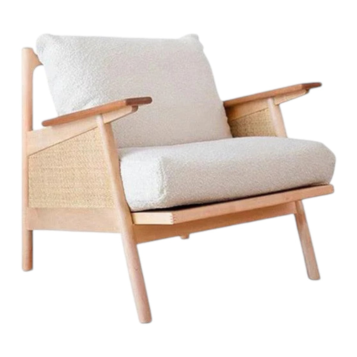 Zoe Solid Ash Wood & Rattan Arm Chair – Nismaaya Decor