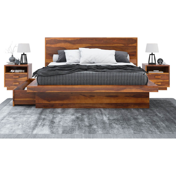 Airlie Solid Wood Platfrom Kinz Size Bed With Storage 3