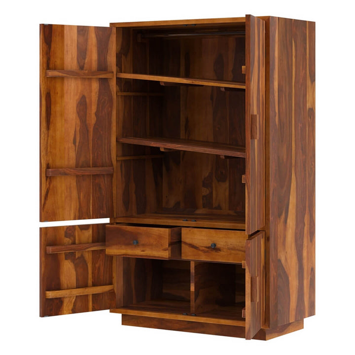 Nismaaya Adan Solid Wood Large Modern Clothing Armoire Cupboard