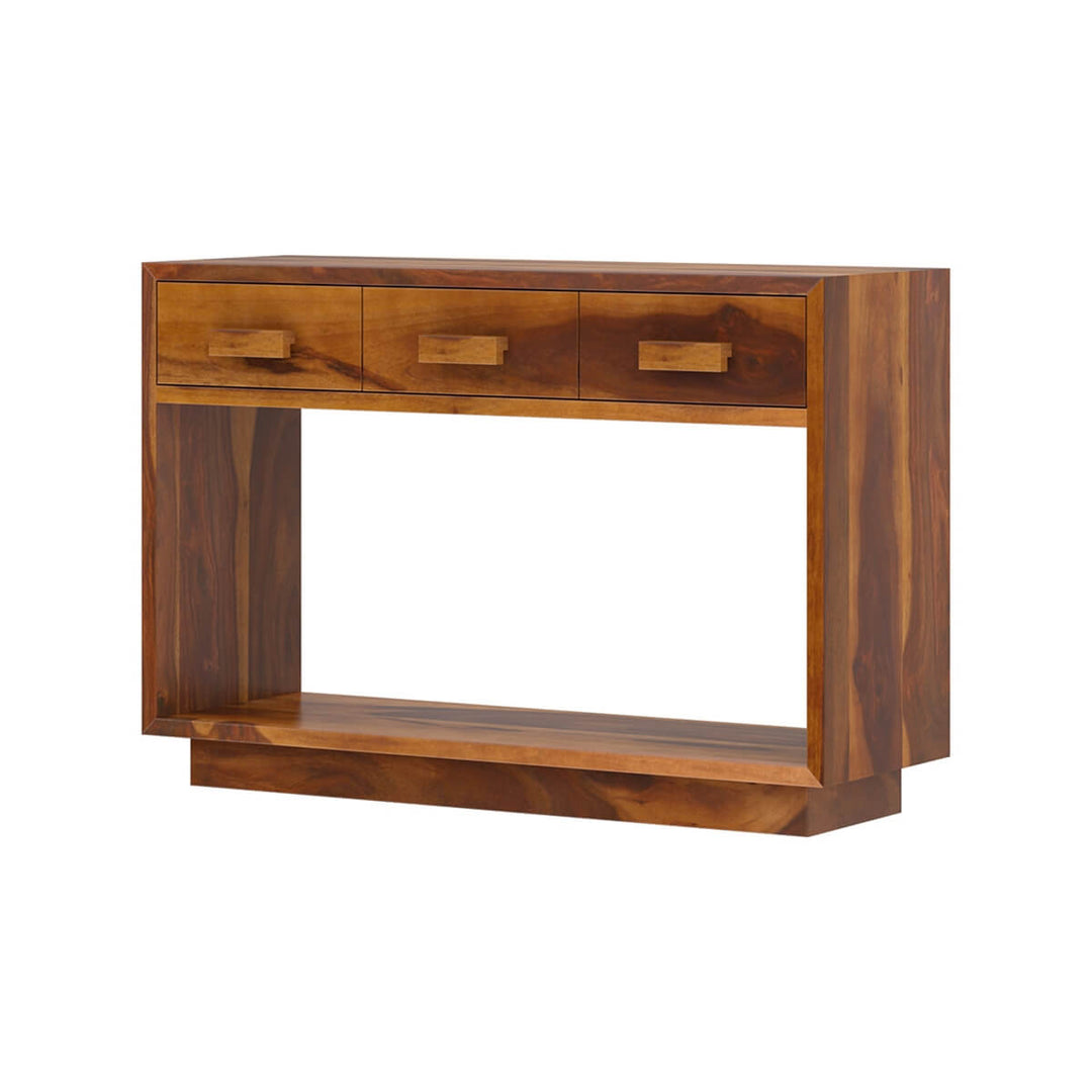 Adnan Solid Wood 2 Tier Entryway Console Table With Drawers