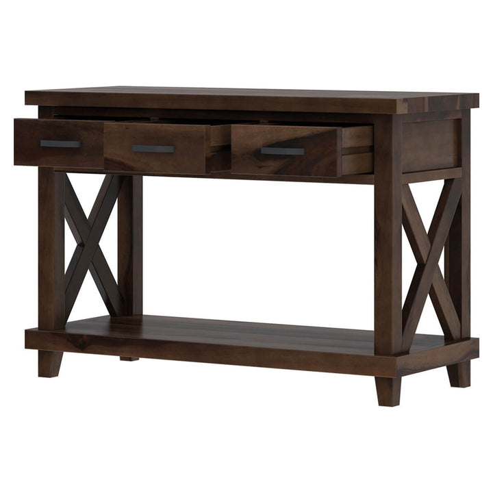 Admir 2 Tier Solid Wood Console Hall Table with 3 Drawers