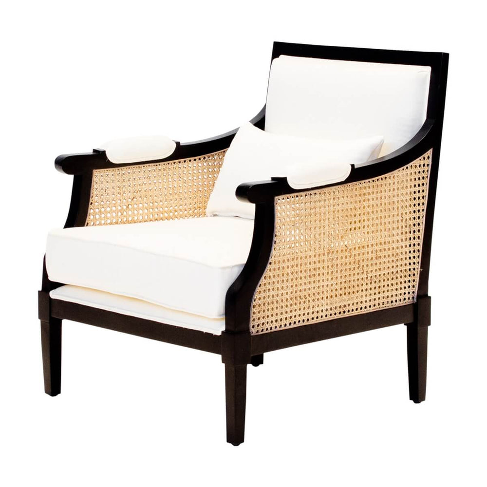 Abby Mango Wood Upholstered Cane Arm Sofa Chair 2