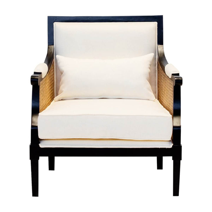 Abby Mango Wood Upholstered Cane Arm Sofa Chair 3