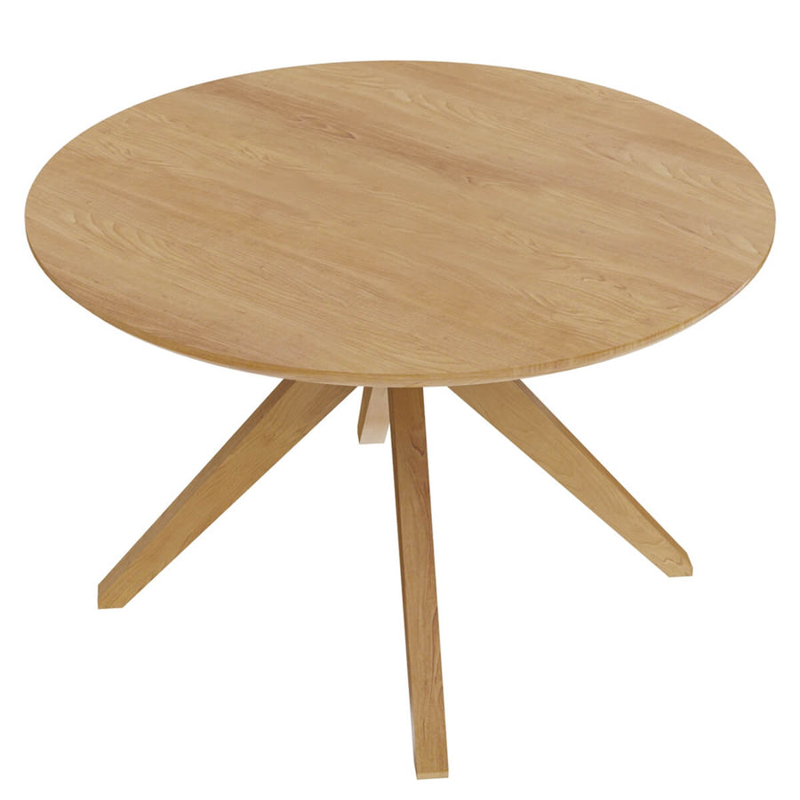 Abe 4 Seater Cross Leg Oak Wood Modern Round Dining Table Chair Set ...