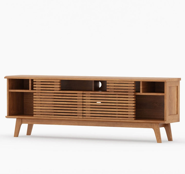 Nismaaya Aaron Mid-Century Modern Solid Teak wood TV Media Cabinet