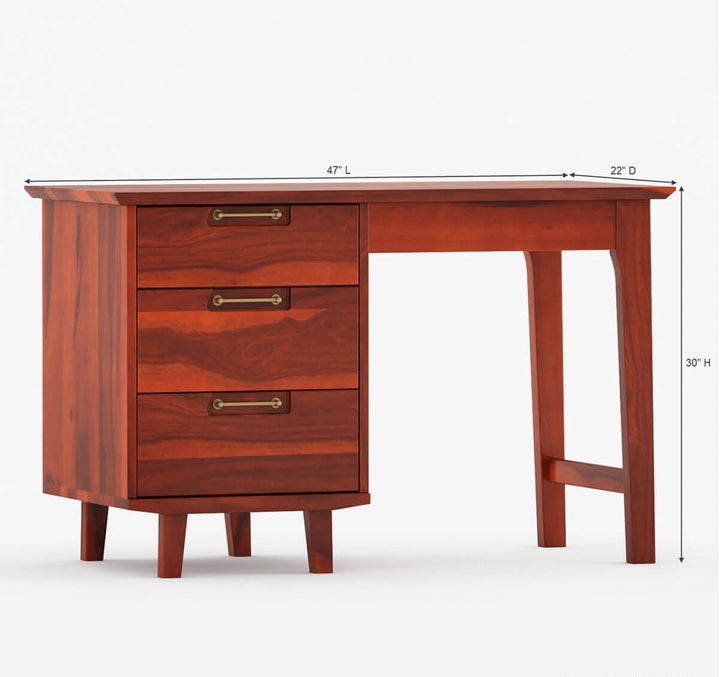 Adam Solid Wood 3 Drawer Modern Study Desk 5