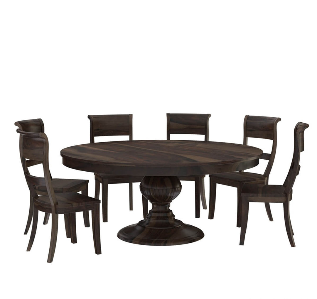 Acco 6 Seater Round Dining Table Chair Set 2