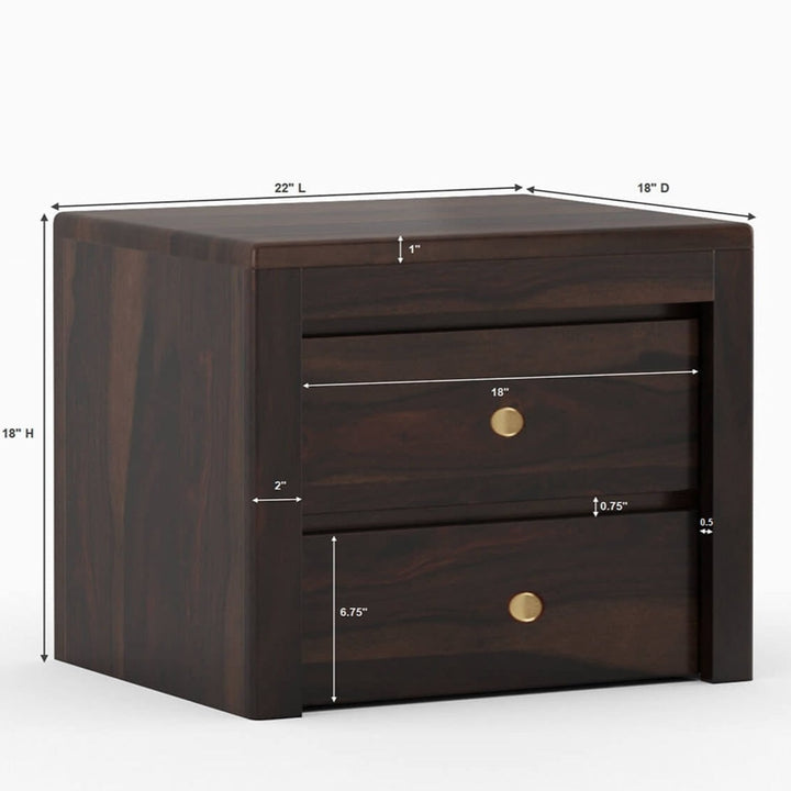 Rosewood 2 Drawer Nightstand