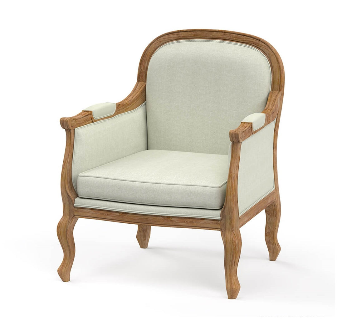 Abdiel Solid Teak Wood Upholstered Accent Chair 2