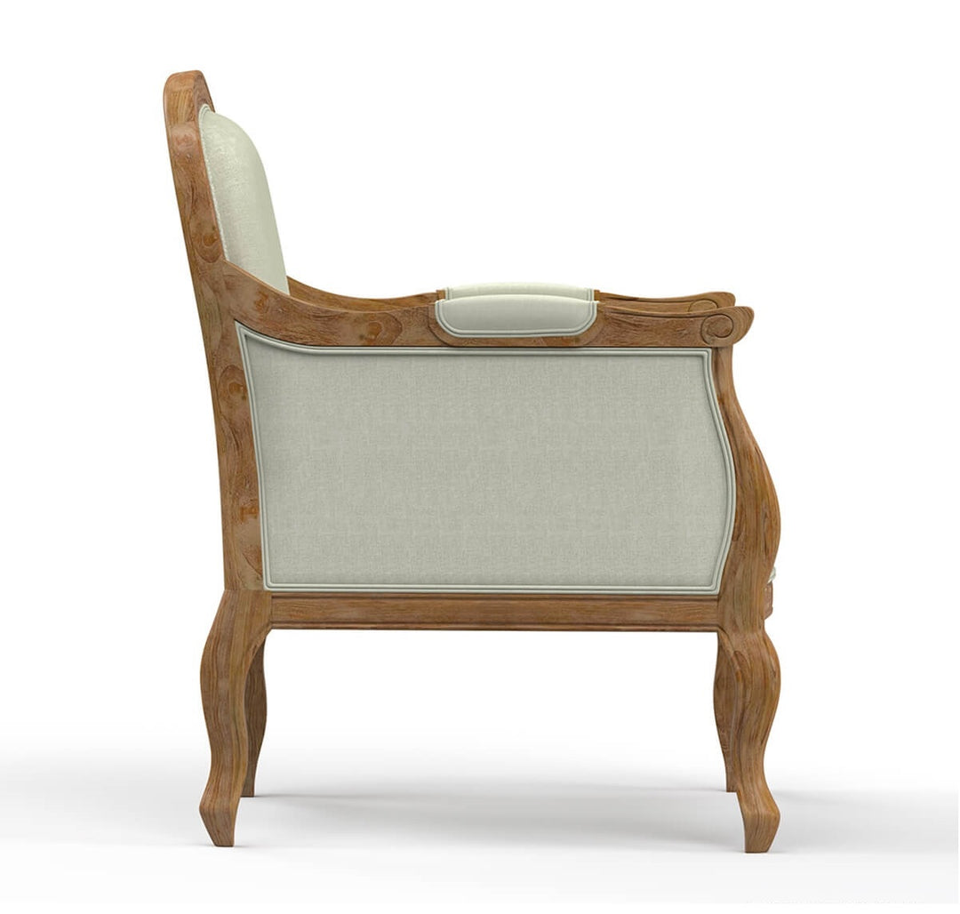 Abdiel Solid Teak Wood Upholstered Accent Chair 5