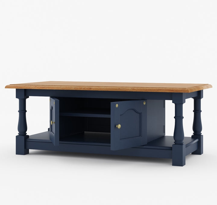 Nismaaya Acciai Rectangle Blue Coffee Table With Storage