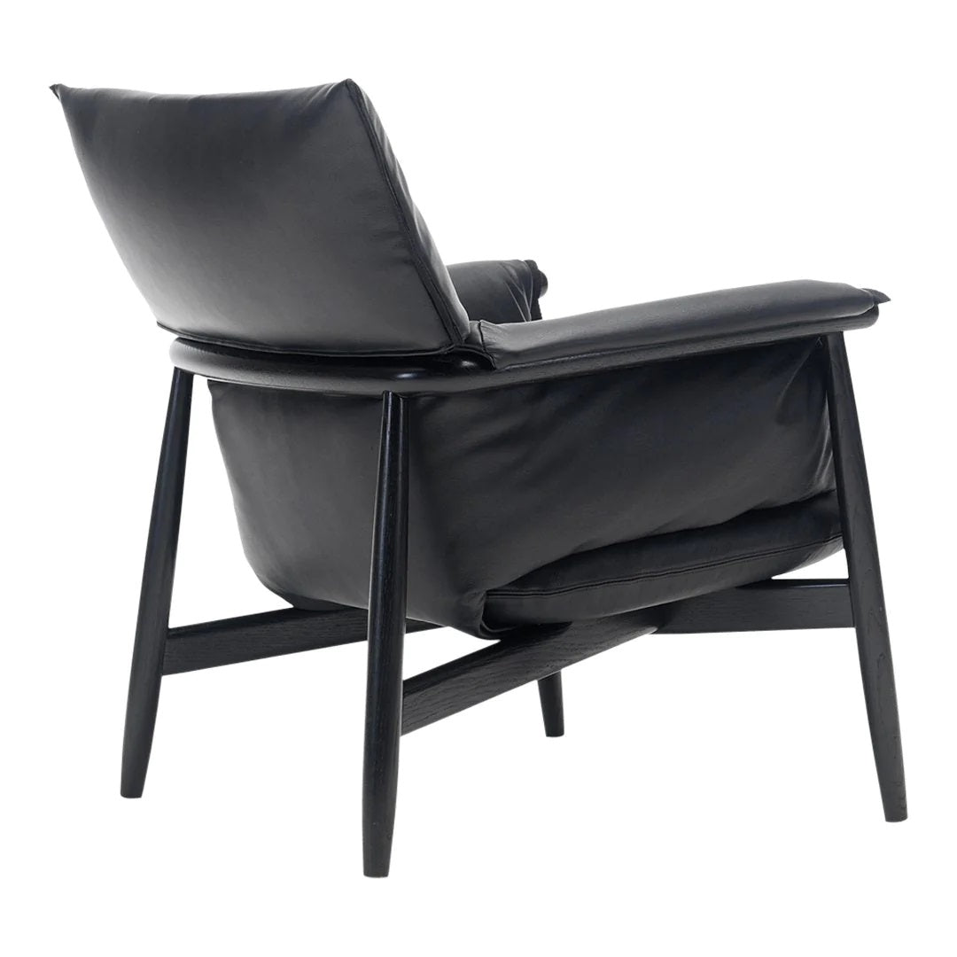 Adanna Oak Wood & Leather Lounge Chair