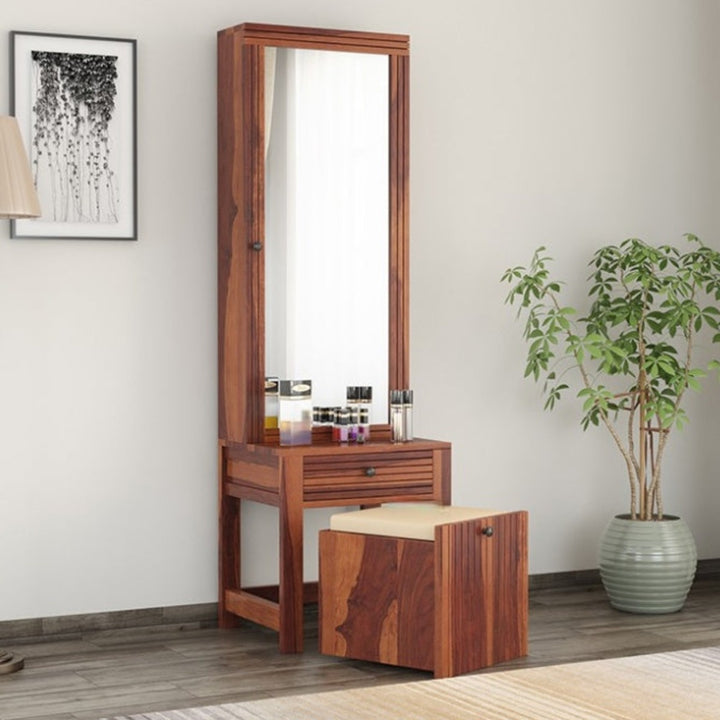 Fini Sheesham Wood Dressing Table with chair and mirror best modern collection
