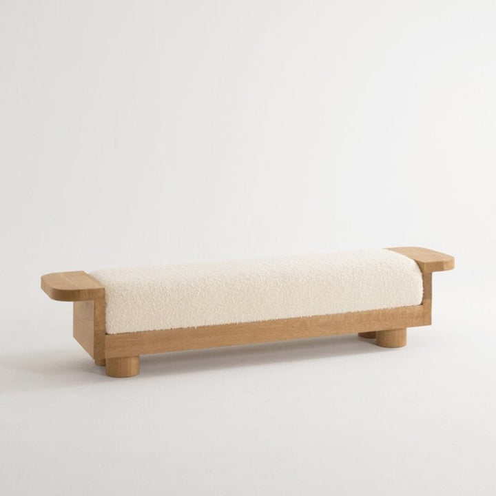 Adan Oak Wood & Fabric Bench