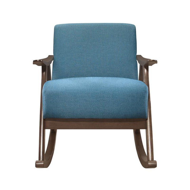 Nismaaya Alec Fabric Rocking Chair In Dark Walnut & Blue