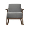 Nismaaya Alec Fabric Rocking Chair In Dark Walnut & Gray