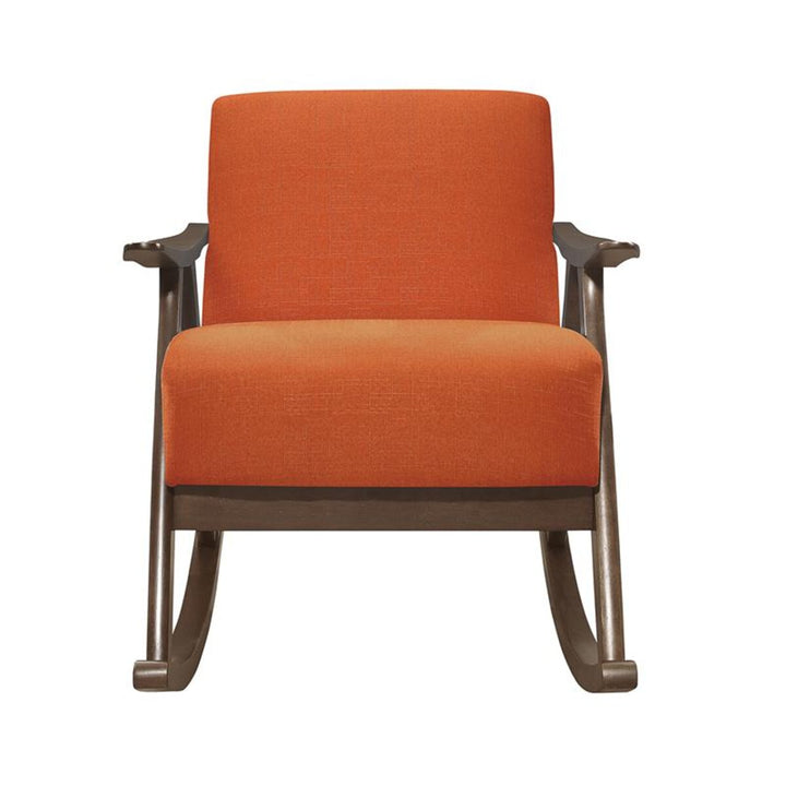Nismaaya Alec Fabric Rocking Chair In Dark Walnut & Orange