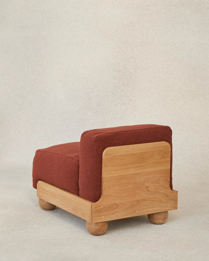 Batson Oak Wood 1 Seater Sofa Red 3