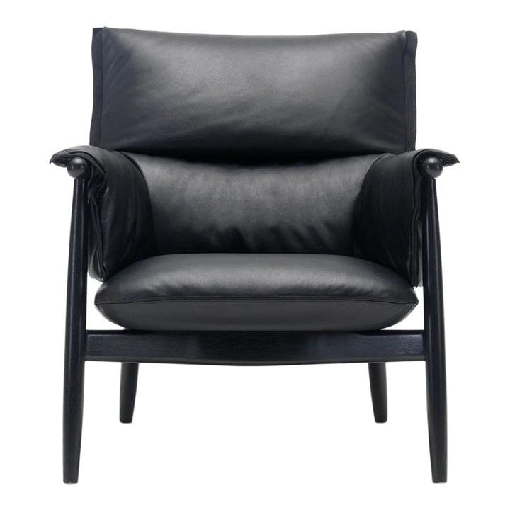 Adanna Oak Wood & Leather Lounge Chair