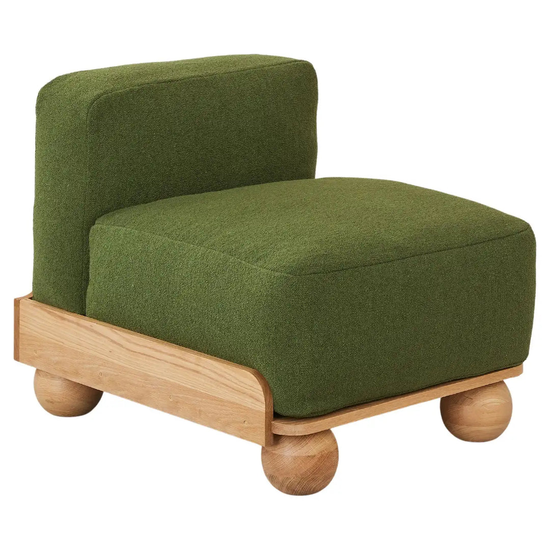 Batson Oak Wood 1 Seater Sofa Green 2