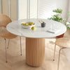 Nismaaya Gabe Marble Top White Oak Round Dining Table