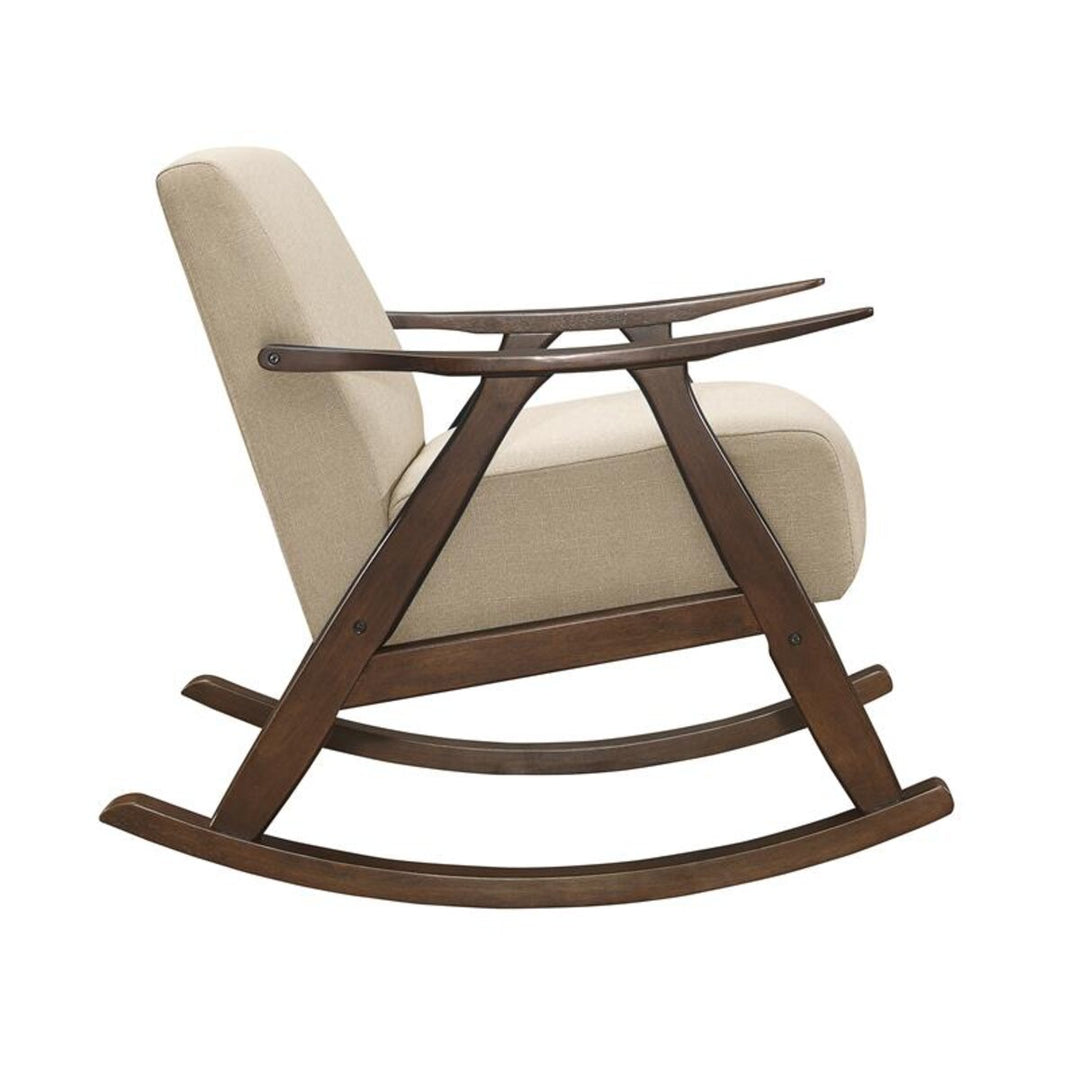 Nismaaya Alec Fabric Rocking Chair In Dark Walnut & Light Brown