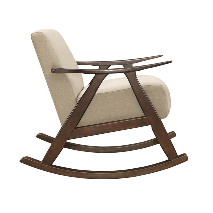 Nismaaya Alec Fabric Rocking Chair In Dark Walnut & Light Brown