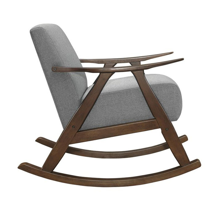 Nismaaya Alec Fabric Rocking Chair In Dark Walnut & Gray