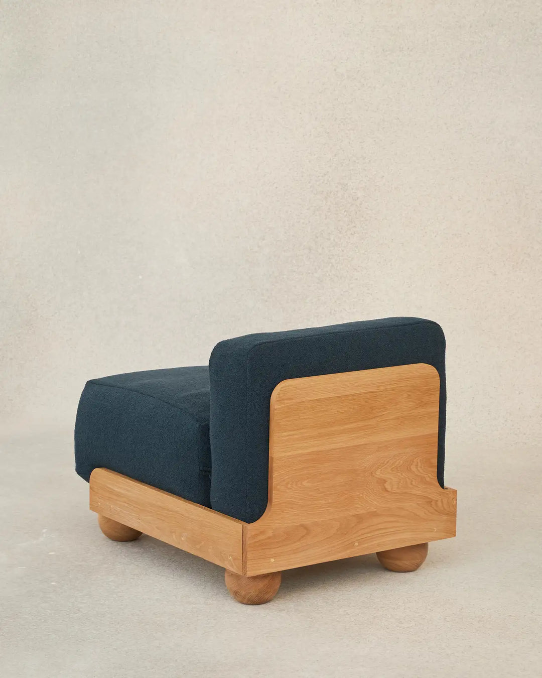 Batson Oak Wood 1 Seater Sofa Blue 3
