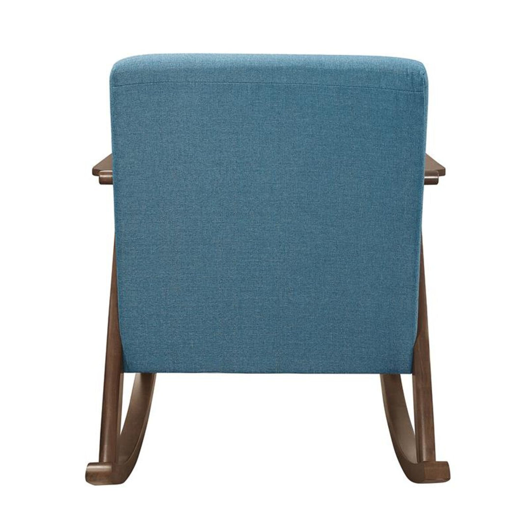 Nismaaya Alec Fabric Rocking Chair In Dark Walnut & Blue
