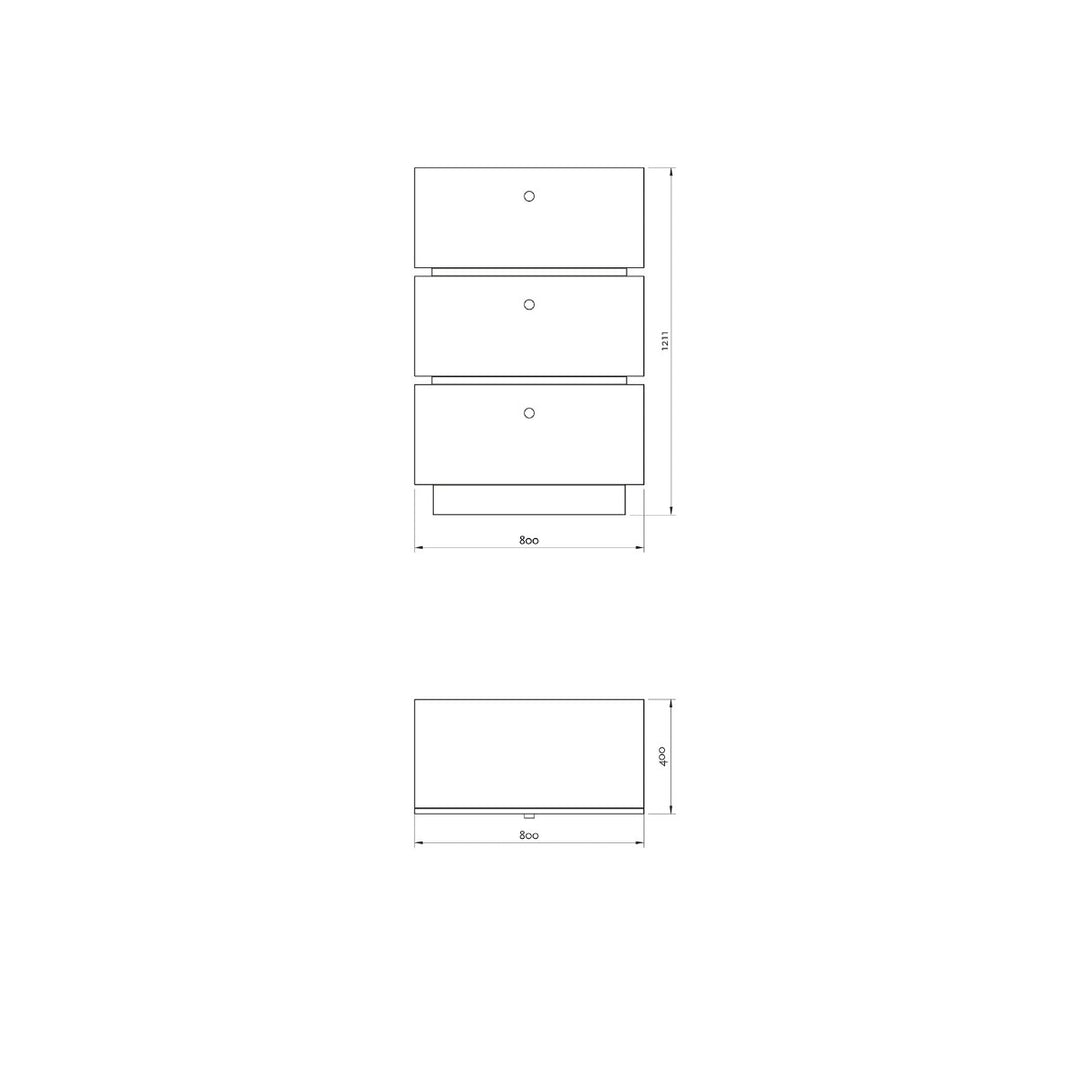 Nismaaya Haakon Oak Wood 3 Drawer Cabinet