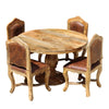 Abdon Round Dining Set For 4 - Empire Mango Wood With Upholstered 1