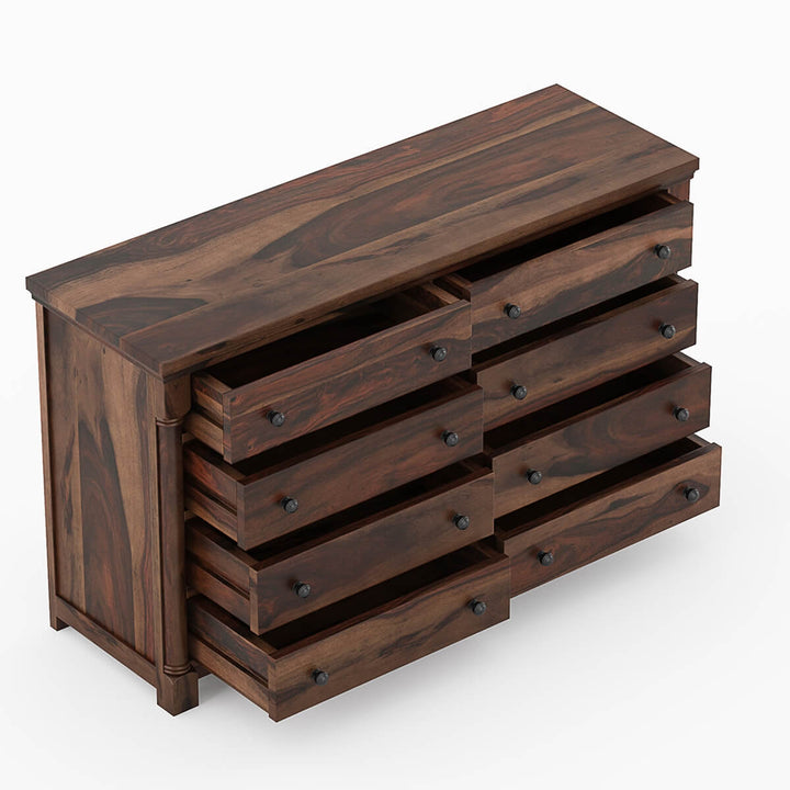 Nismaaya Adeoba Solid Wood 8 Drawer Bedroom Double Dresser