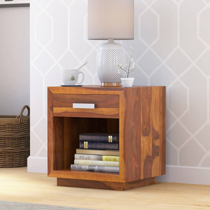 Solied Wood One Drawer and big storage area Bedside table at best rates in India