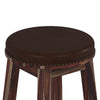 Nismaaya Adams Solid Wood & Leather Upholstered Round Bar Stool