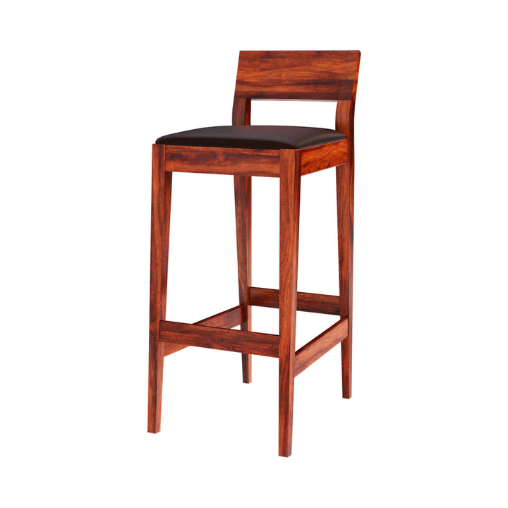 Nismaaya Adalia Modern Solid Wood Low Back Tall Bar Chair