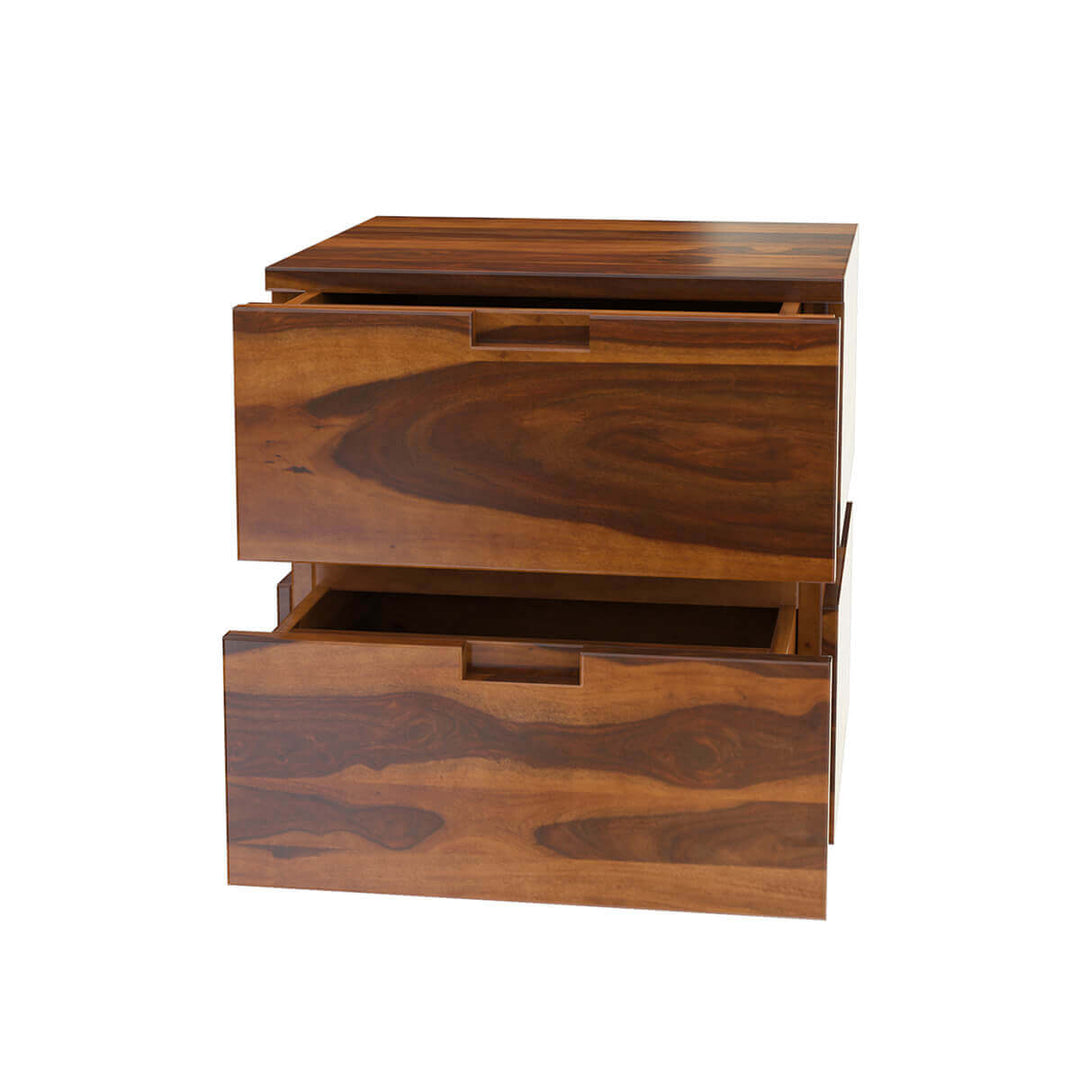 Modern Simplicity Box Style Solid Wood Bedside with Drawers