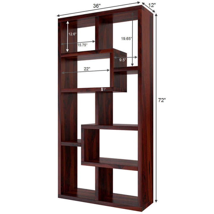 Nismaaya Adli Contemporary Open Shelf Solid Wood Geometric Bookcase