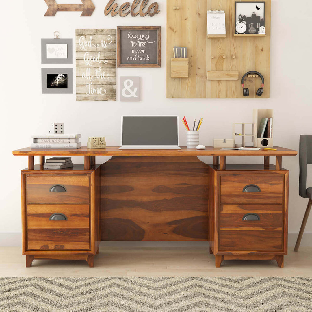 Shhesham Wood Honey Finish Office Table at best price in India