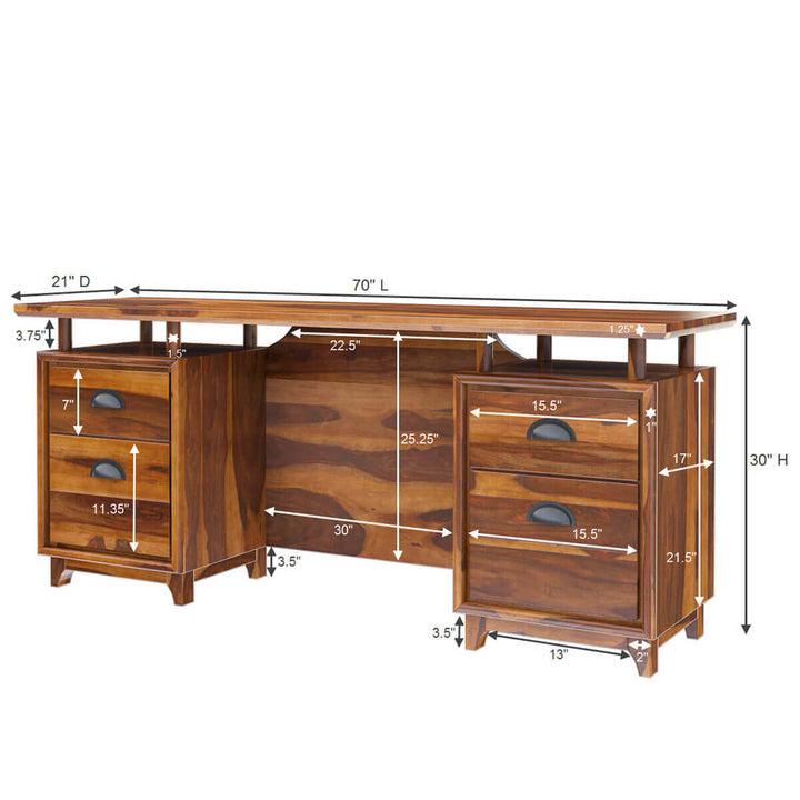 Nismaaya Acco Solid Wood Large Home Office Modern Executive Desk