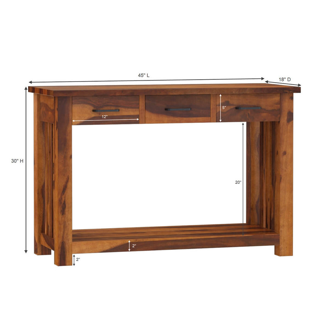 Admon Solid Wood Console Hall Table With 3 Drawers