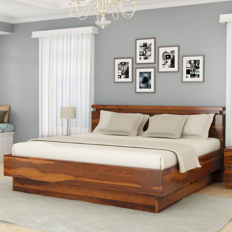 Akande sheesham solid wood bed frame design