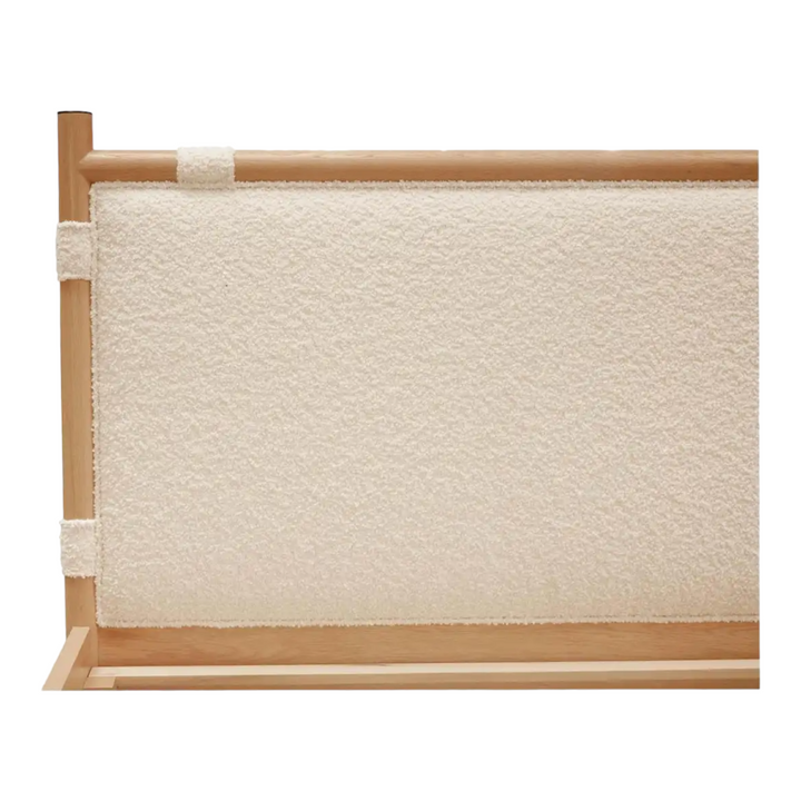 Nismaaya Jakayla Oak Wood and Boucle Fabric Bed